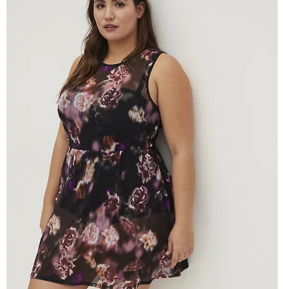 Torrid Peplum Underwire Floral Swim Dress - Picture 3 of 8